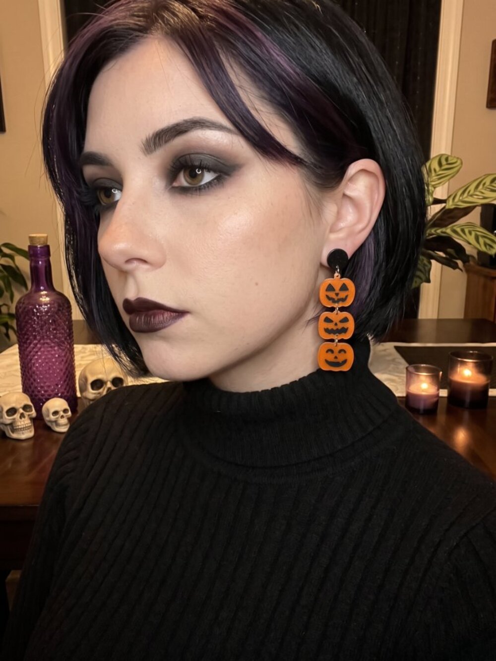 Designs by Forte Layered Jack-o'-Lantern Pumpkin Dangle Earrings | Halloween